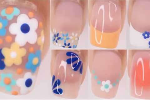 easy summer nail art designs for beginners 2024 , simple summer nail art compilation, flower nails